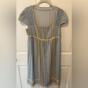 Cynthia Steffe Anthropologie blue silk lace chiffon slip dress women size 2 Xs